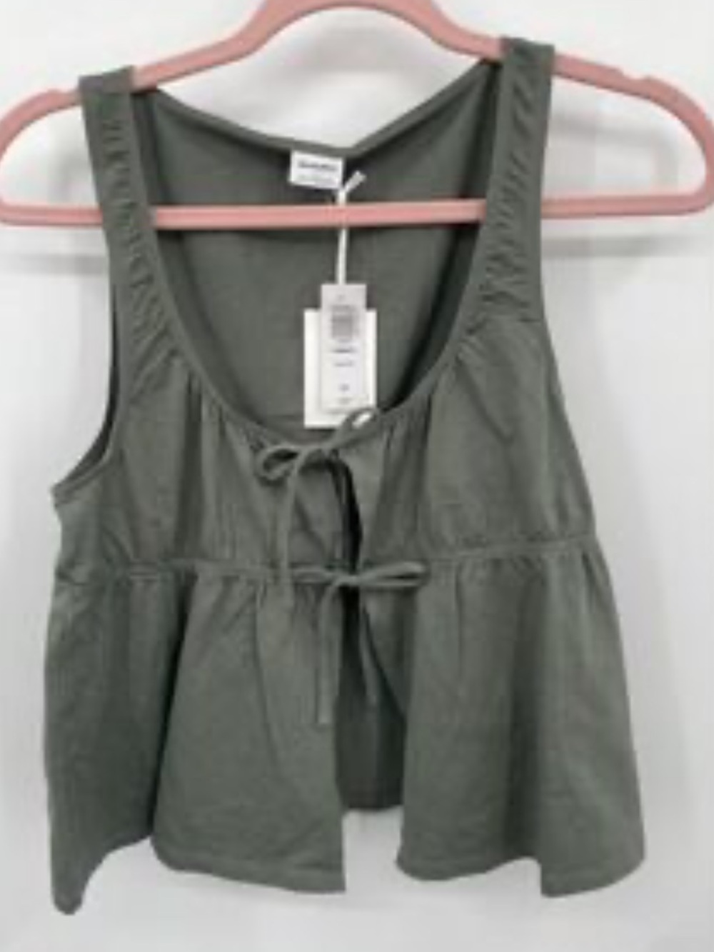 Aritzia Sleeveless Peplum Tank Top in Olive